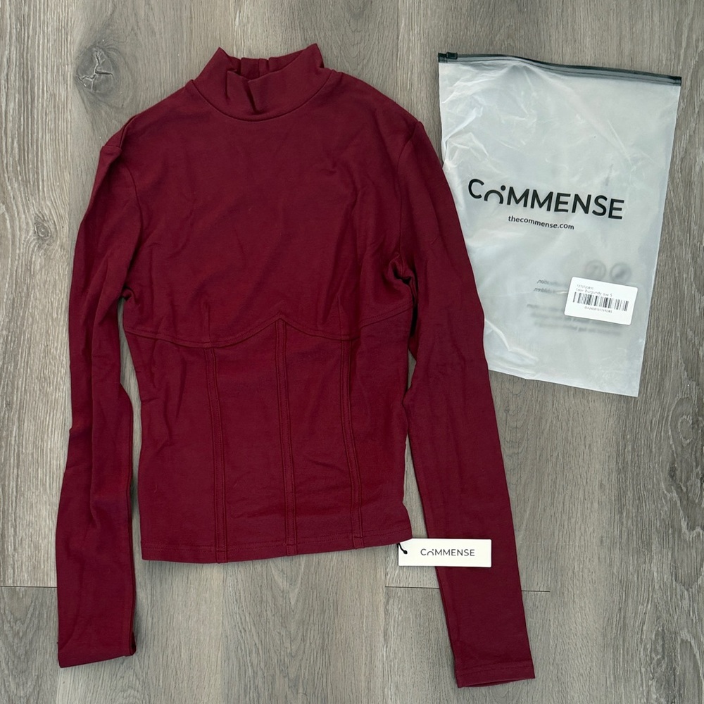 Commense Women's Long Sleeve Mock Neck Top - Wine